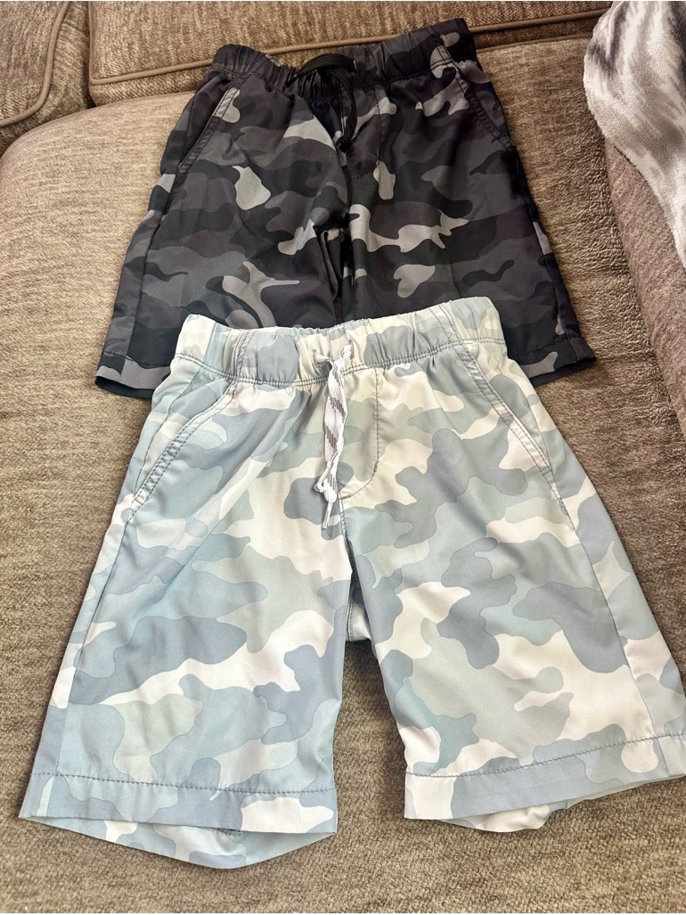 Old Navy Boys Camouflage Shorts Set - Black & Light Gray Camo